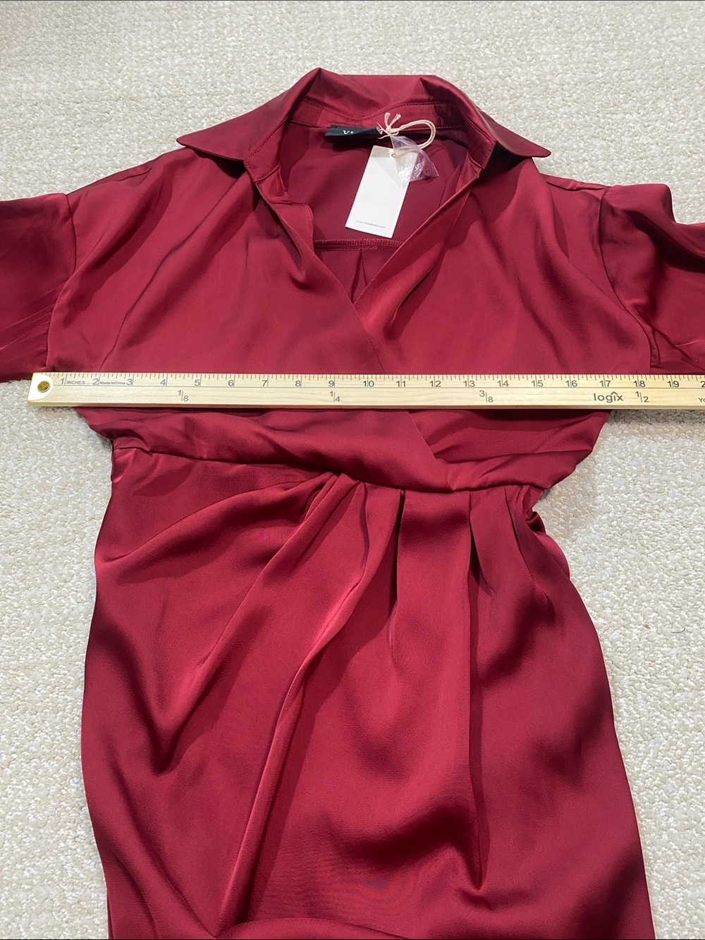 Vici Burgundy Satin Twist-Waist Midi Dress Size Xs - Picture 11 of 16